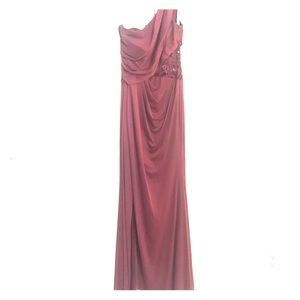 Maroon, one shoulder Bridesmaids dress